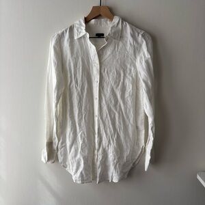 New Talbots 100% linen Cream Casual Button Down Shirt‎ Sz XS